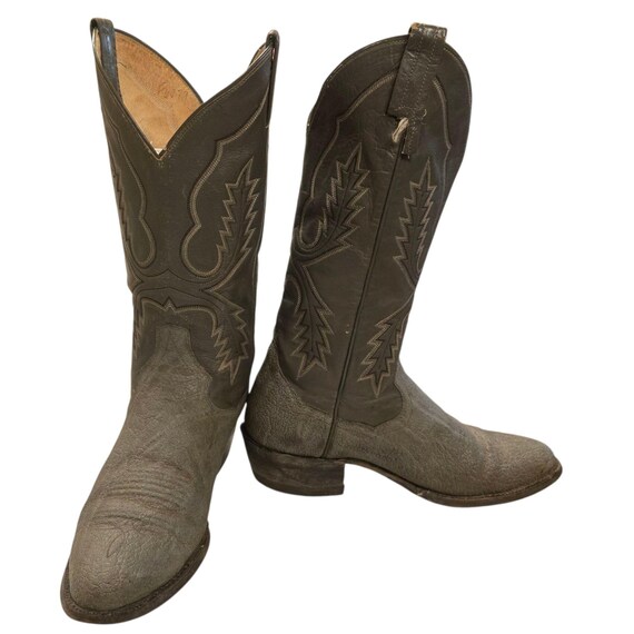 Vintage Panhandle Slim Cowboy Boots Gray Leather Exotic Look  display picture 2