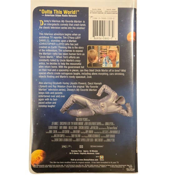 Disneys My Favorite Martian VHS Tape Christopher Lloyd Jeff