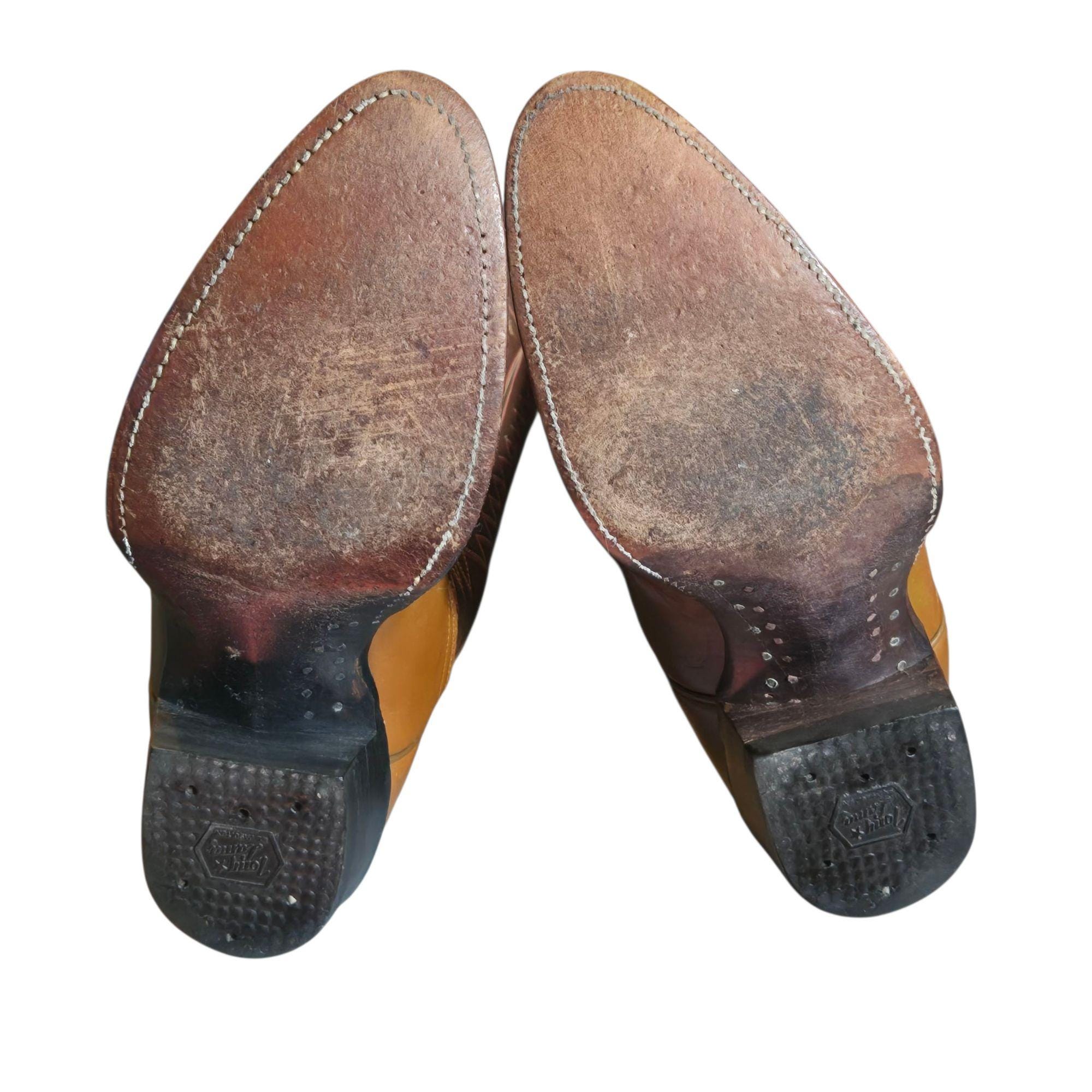 Tony Lama 7704 Vintage Western Cowboy Boots Mens 9B | Brown Leather Stitched Tony Lama Boots Brown Vintage Shoes for Men for sale | eBay main image 2
