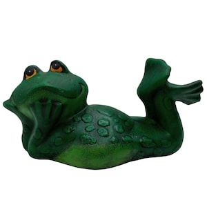 Anthropomorphic Frog Figurine Lounging Ceramic Animal Amphibian Toad Collectible