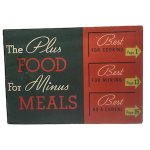 The Plus Food For Minus Meals 1934 Kelloggs All Bran Cookbook Recipe Book Vintage