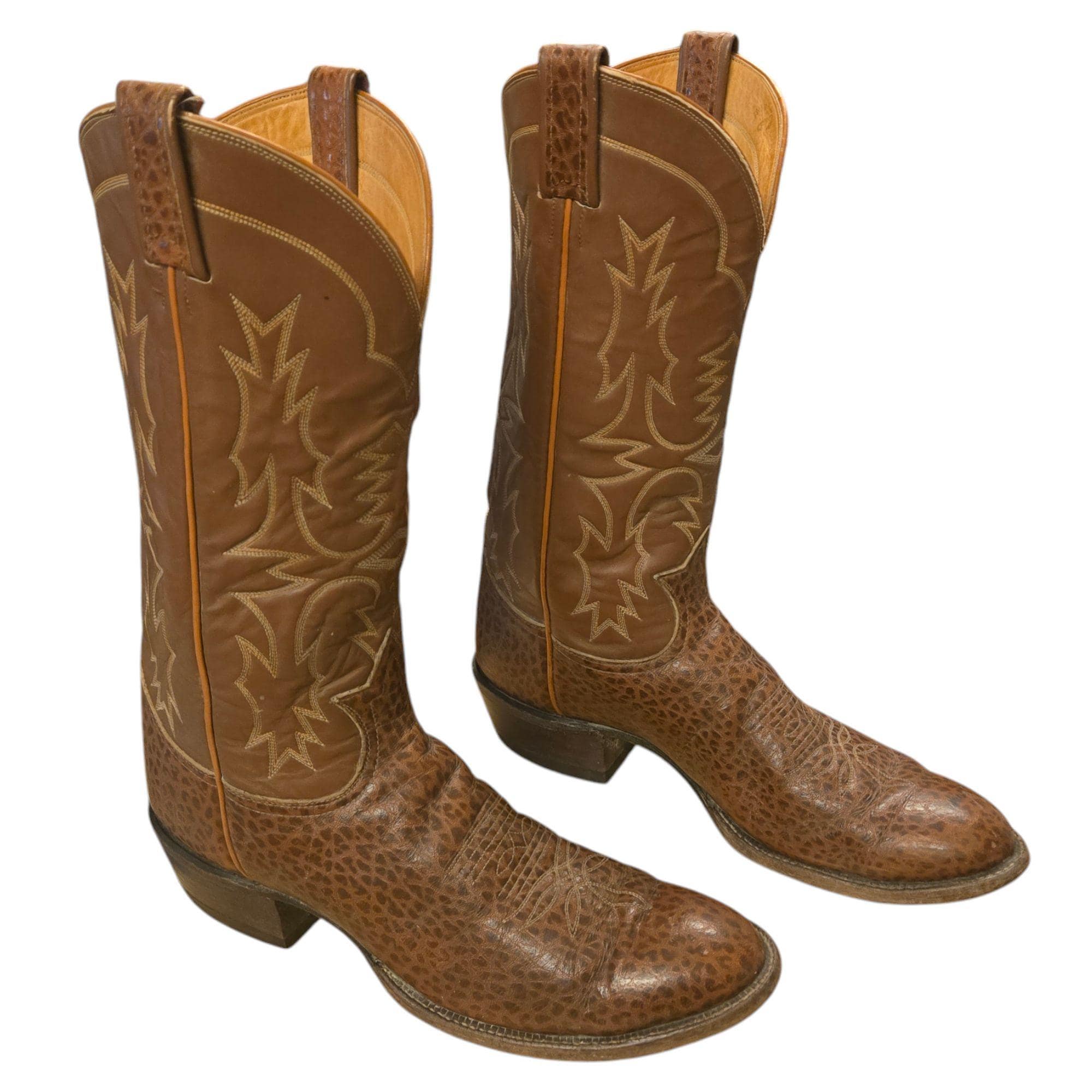 Vintage, bottes de cowboy Tony Lama en cuir marron, taille 10,5 AA très étroites - France