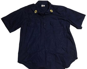 Uniforme oficial de la Legión Americana vintage, talla grande, azul marino, manga corta.