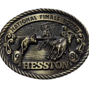 National Finals Belt Buckle 1980 Rodeo Hesston PRCA Team Roping Cowboy NFR