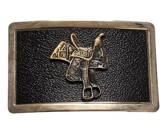 Western Saddle Belt Buckle Vintage Country Rodeo Cowboy