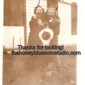 Max And Me Holding a Bedpan Vintage Photo Photograph Candid Picture Found Art Collage Supply