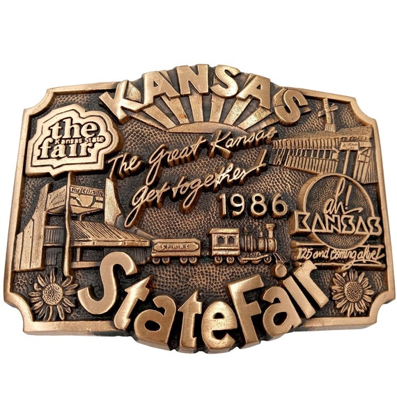 1986 Kansas Belt Buckle State Fair Sunflower Train