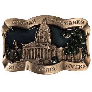 Kansas Landmarks Belt Buckle State Capitol Topeka KS Limited Edition Collectible