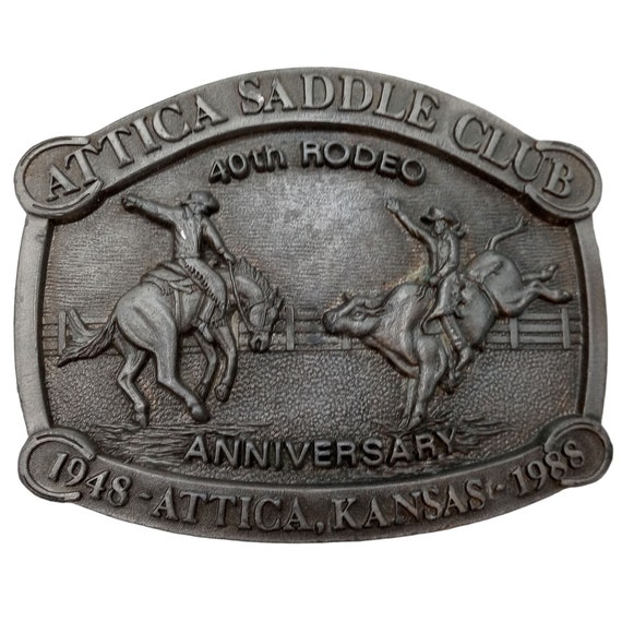 Attica KS Saddle Club Belt Buckle Rodeo Cowboy Bul