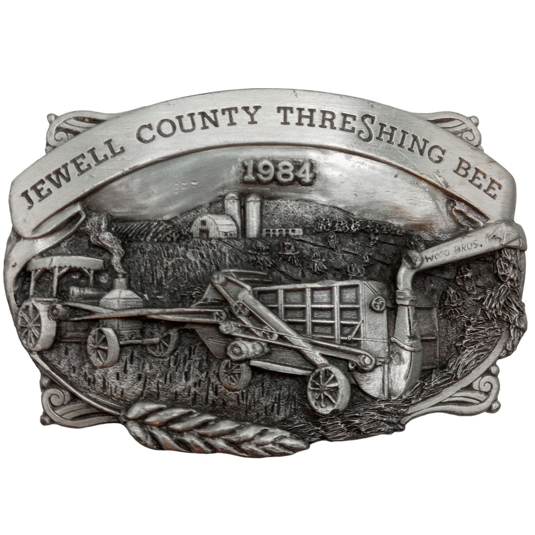 Jewell County Threshing Bee Belt Buckle Mankato Kansas 1984 KS Etsy