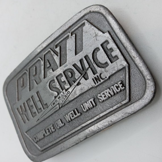 Pratt Well Service Belt Buckle Vintage Oil Roughn… - image 6