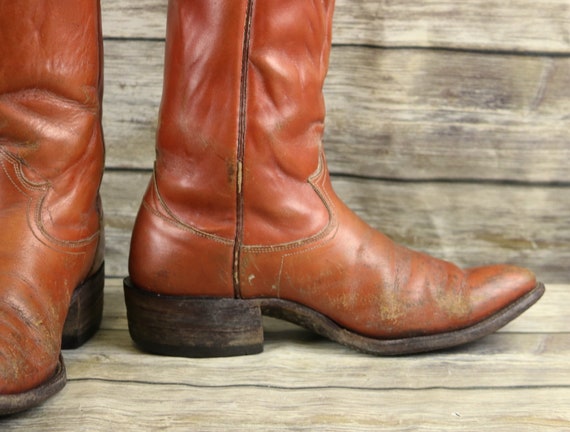 Nocona Cowboy Boots Tan Brown Leather Mens 8 D Ro… - image 6