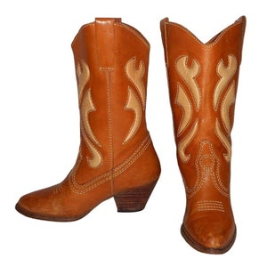 Vintage cowgirllaarzen westerse mode dames 7 m bruine cowboy boho hakken