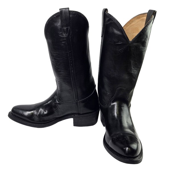 Vintage Double H Cowboy Boots Western Rockabilly Homme 10,5 B étroit noir