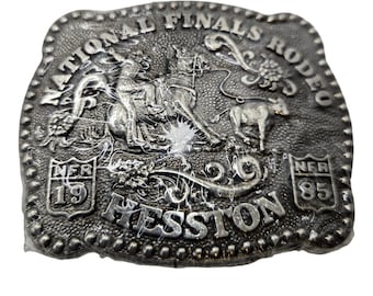 Small 1985 Calf Roper Belt Buckle NFR Rodeo Youth Roping Kids National Finals NOS