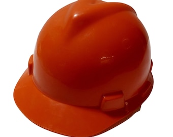 Orange Hard Hat Helmet Cap MSA USED Medium Vintage Construction Mining Collectible