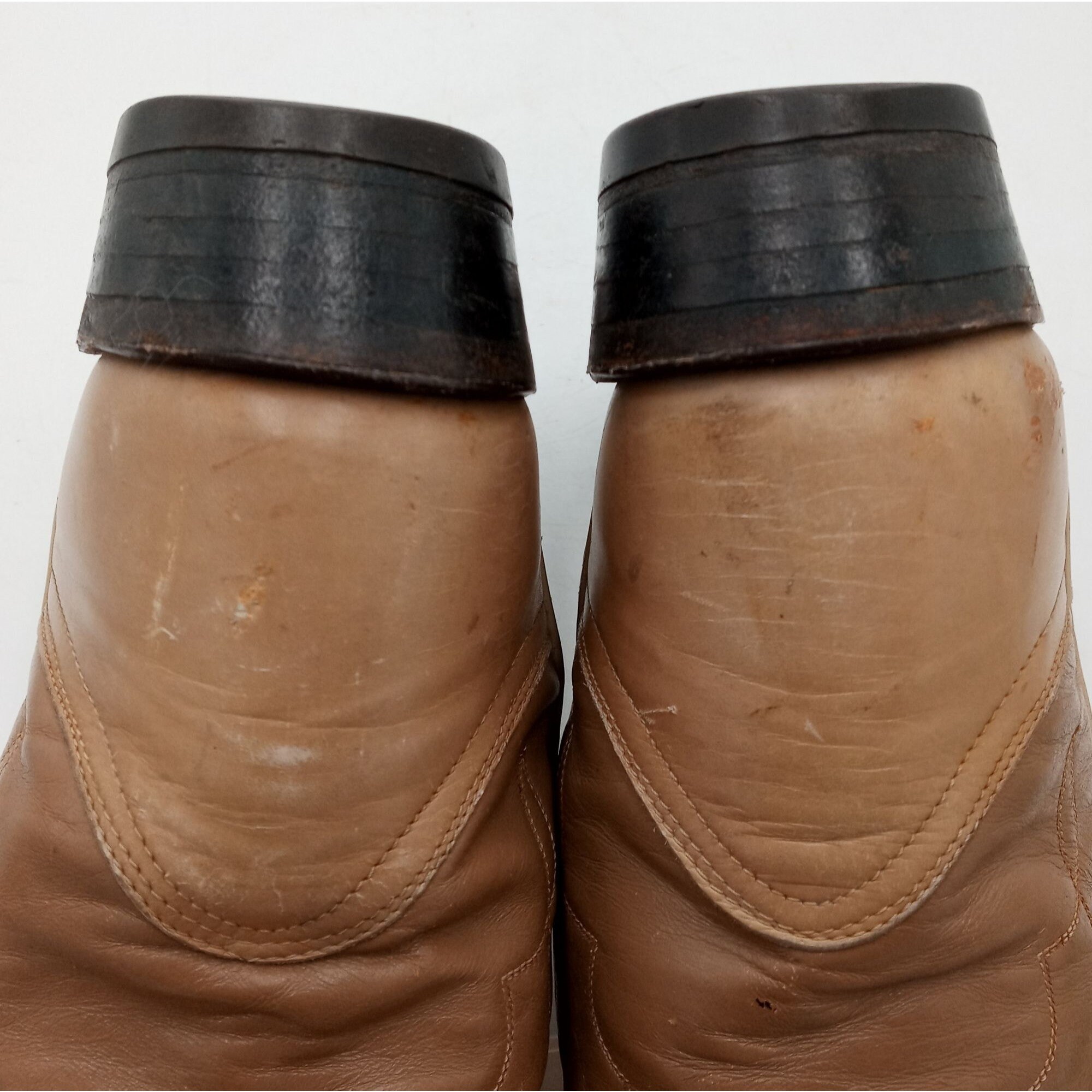 Vintage Tony Lama Cowboy Boots Tan Leather Mens 8 A Extra  display picture 1