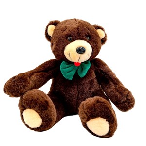 Brown Teddy Bear Plush Stuffed Animal 8 Inch Green Bowtie Tongue Out