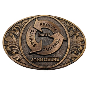 John Deere Parts Belt Buckle Vintage Tractor Profits Savings Control Mechanic
