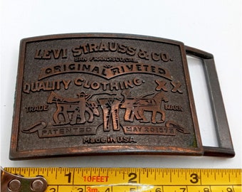 Levis Jeans Belt Buckle Two Horse Levi Strauss Brand Vintage