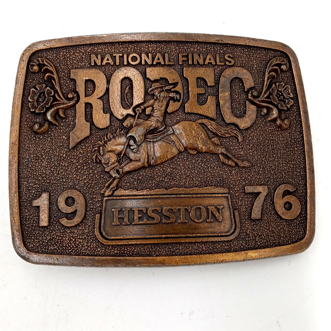 1976 Hesston Belt Buckle Distressed NFR Saddle Bronc Cowboy Etsy
