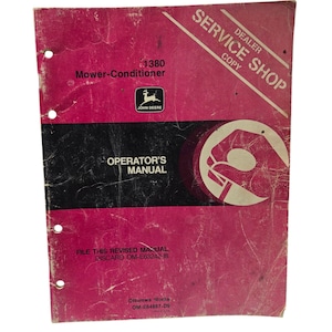 John Deere 1380 Mower Conditioner Operators Manual Vintage