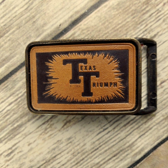 Texas Triumph Belt Buckle Vintage Western Rockabi… - image 1