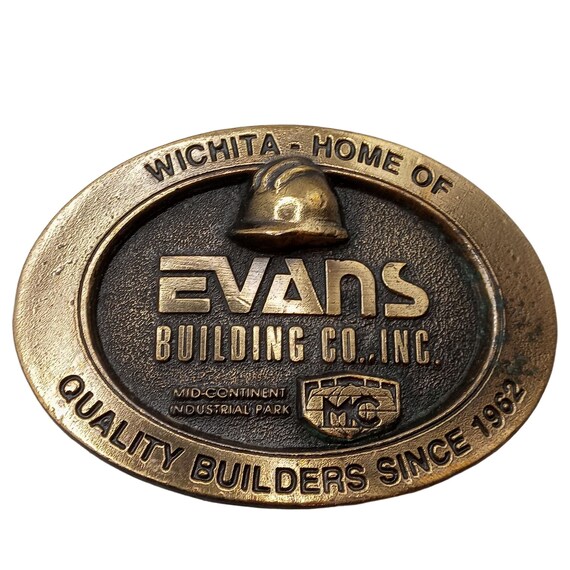 Evans Building Co Belt Buckle Vintage Wichita Kansas  display picture 2