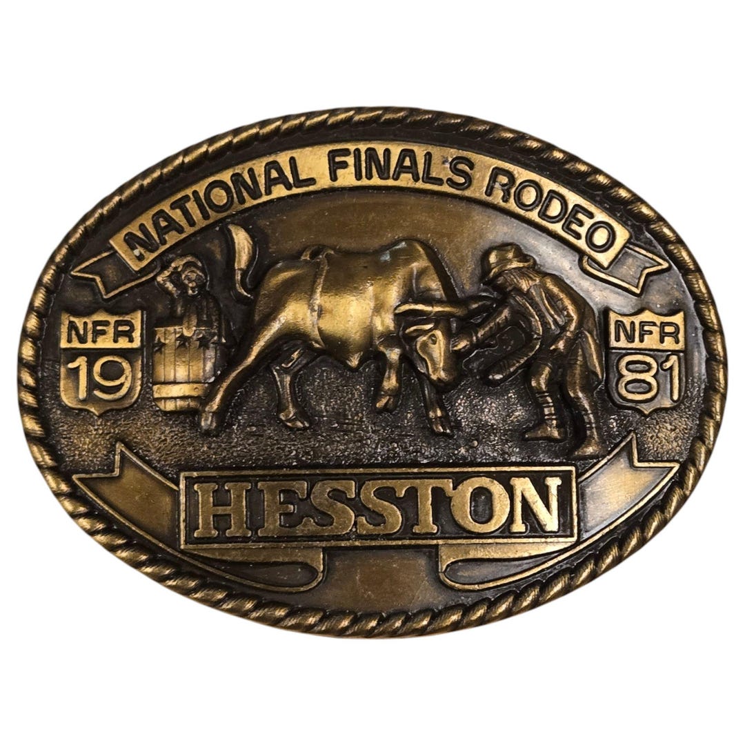 1981 Rodeo Belt Buckle Bullfighting Clown Vintage NFR National Finals ...
