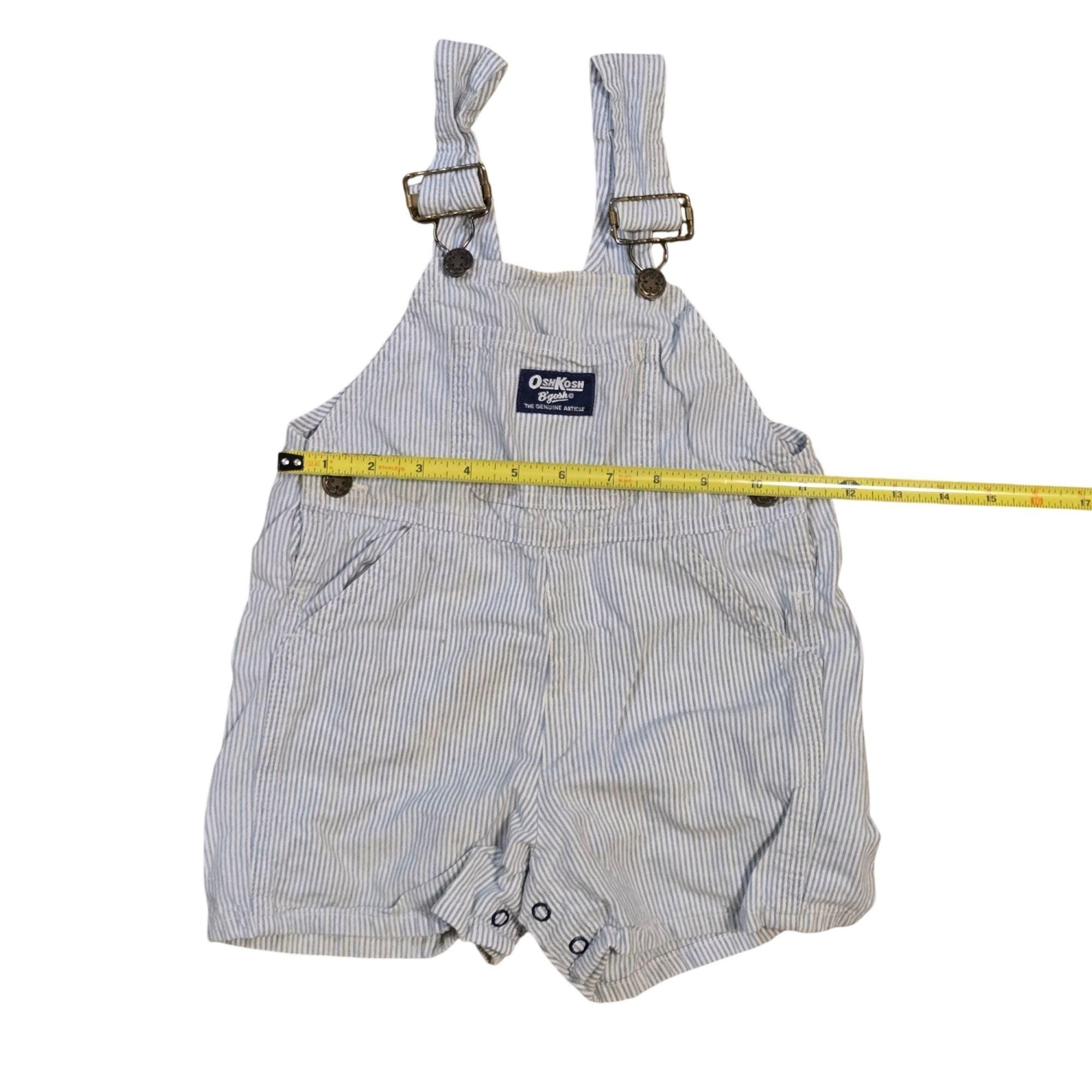 Oshkosh Bgosh Blue White Striped Baby Short Overalls Size 2T