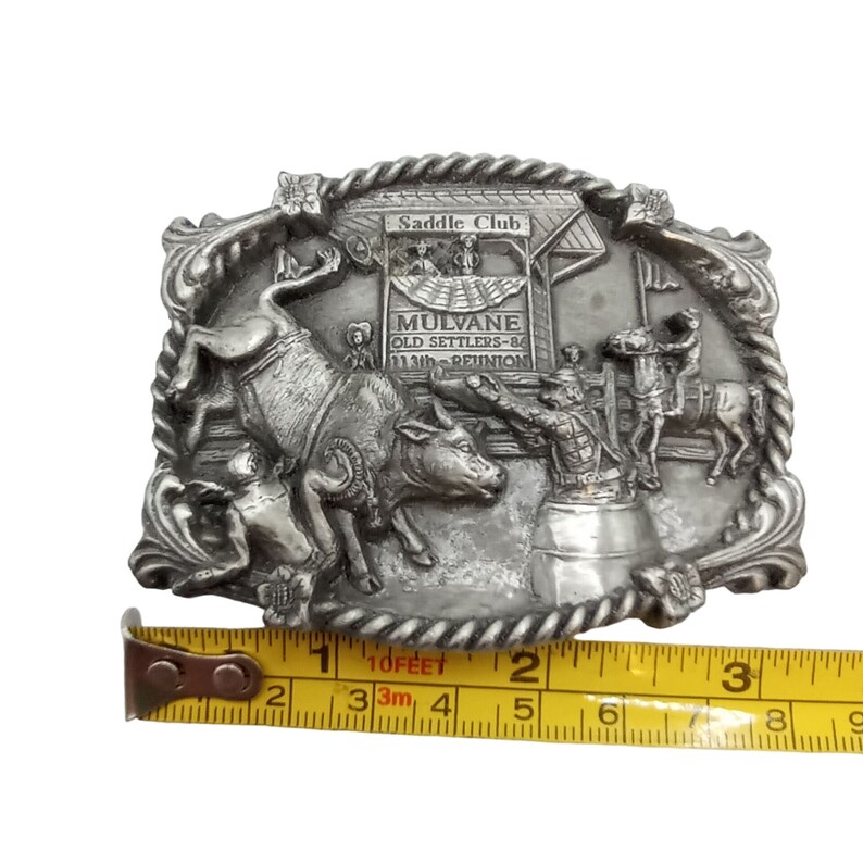 Mulvane Ks Rodeo Belt Buckle Bull Rider Cowboy Clown Western 1986 Old ...