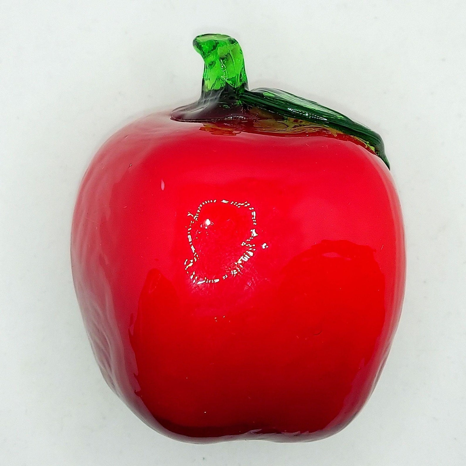 Vintage Glass Red Apple Fake Fruit Collectible Home Decor Etsy