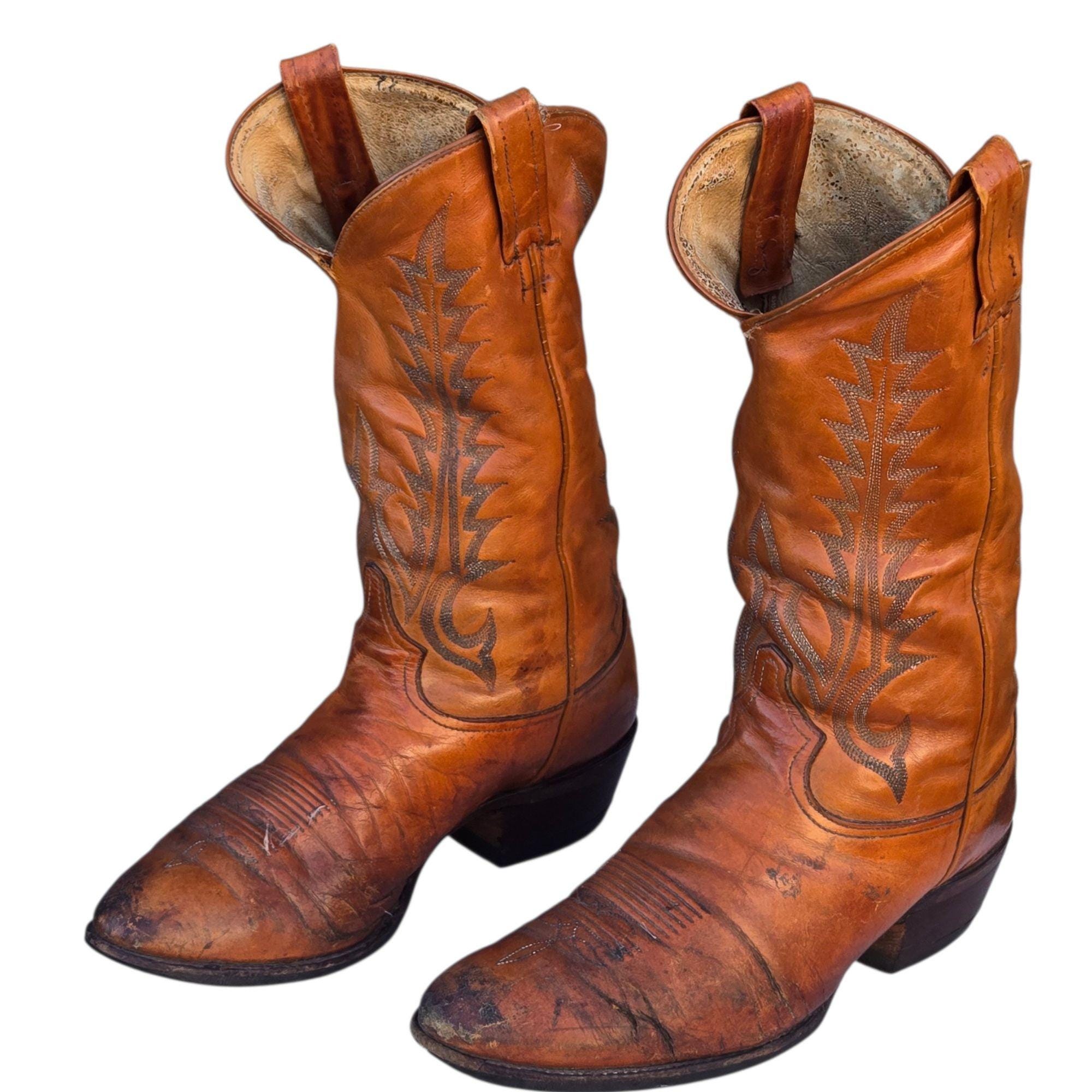 Bottes Cowboy Laredo Homme Cuir Daim Pointure 9.5 EE Marron - Occasion Très Bon état