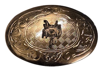 Hebilla de cinturón estilo western vintage con diseño de vaquero en tono plateado Rodeo Roper USA