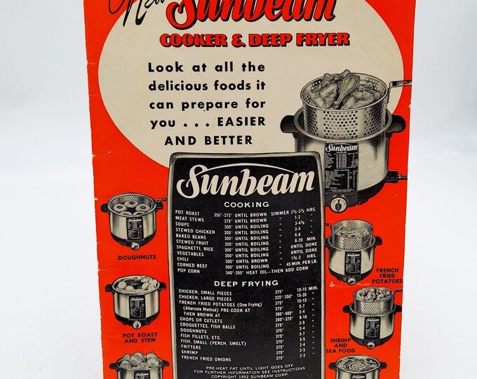Vintage Sunbeam Cooker Deep Fryer Cook Guide Recipes Cookbook Retro