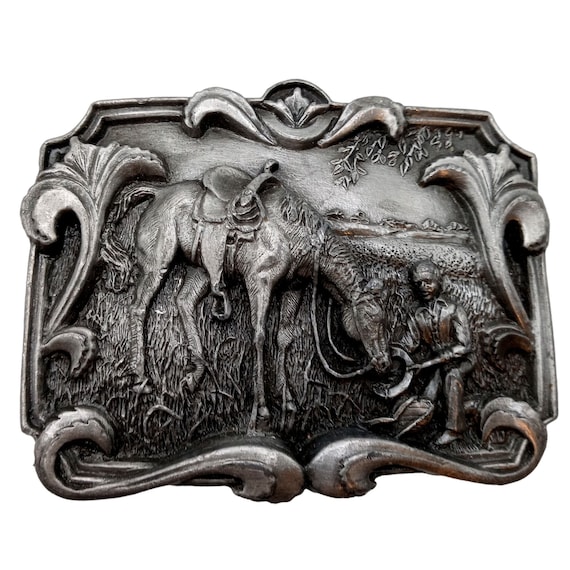 Horse Cowboy Belt Buckle Old West Western Wear Vi… - image 1