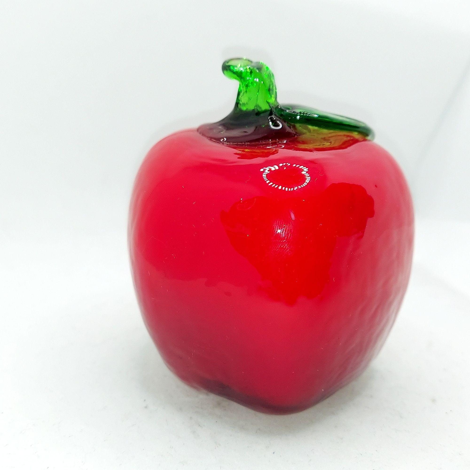 Vintage Glass Red Apple Fake Fruit Collectible Home Decor Etsy