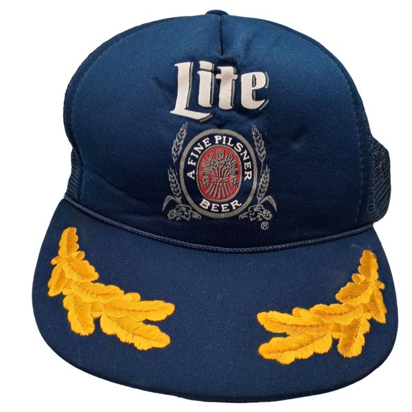 Miller Lite Mesh Snapback Cap Hat Trucker Scrambled Eggs Blue Beer 1980s Collectible