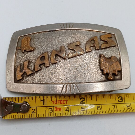 Kansas Belt Buckle Vintage Justin Boots Saddle KS… - image 8
