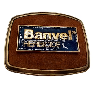 Banvel Herbicide Belt Buckle Vintage Agriculture Promo Advertising Farmer Farming