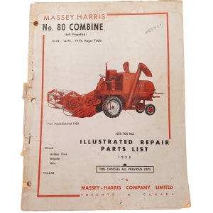 Massey Harris No 80 Kombiniere Illustrierte Reparaturteile Liste 1953 Anleitung Vintage Traktor