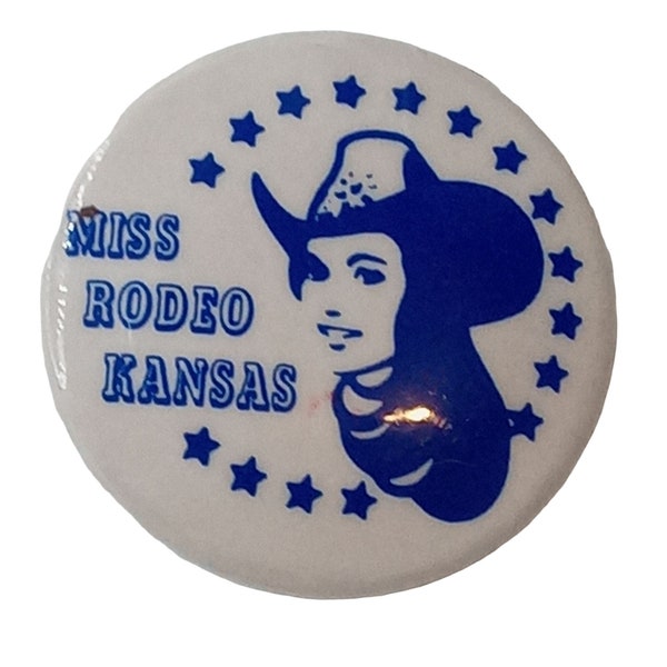 Miss Rodeo Kansas Pin Pinback Button Cowgirl Cowboy Vintage Country Western Wear