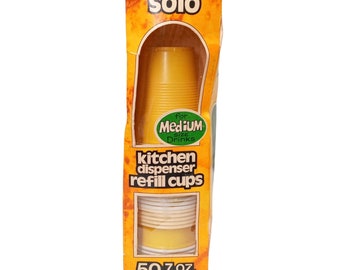 Vintage Solo Dispenser Refill Cups Geel in Pakket GEBRUIKT 7 Ounce Retro Collectible