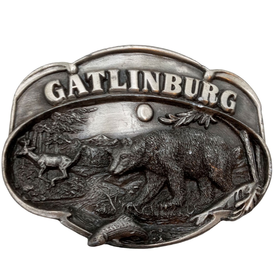 Gatlinburg Tennessee Belt Buckle Smoky Mountain TN Bear Deer Wilderness