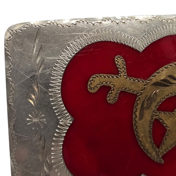 Vintage Shriners Belt Buckle Handcrafted Silver Red Masonic Society View 6