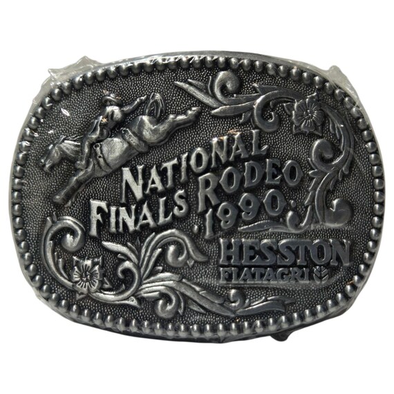 ヴィンテージ メタルバックル NATIONAL FINALS RODEO 1990 NFR Rodeo Belt Buckle KIDS Small Cowboy NOS Vintage National