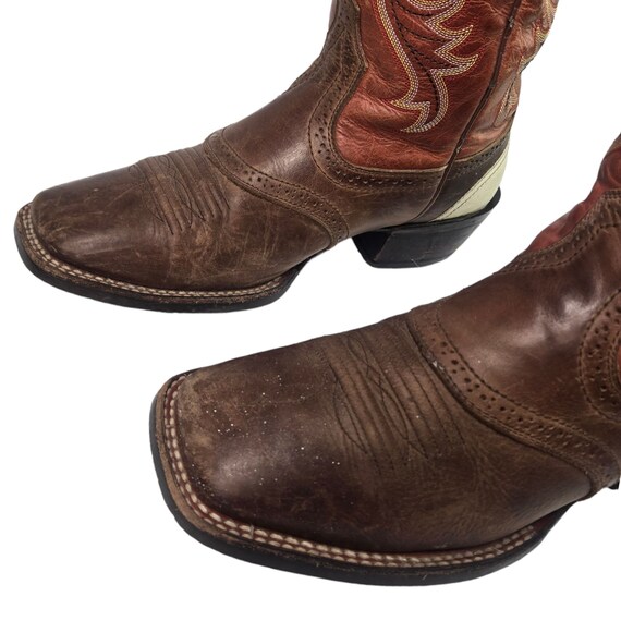 Ariat Cowboy Boots Brown Leather Mens 8.5 D Weste… - image 5