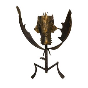 Metal Dragon Sculpture 20 Inch Folk Art Statue Junk Assemblage Vintage OOAK