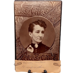 Grandmother Miller Photo Photograph With Cameo Brooch Black White Picture Cabinet Card