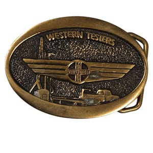 Western Testers Belt Buckle Vintage Brass Made in USA 1978